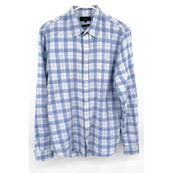 Vince Men's Shirt Size M Long Sleeve Button Up Blue Plaid - Picture 1 of 5